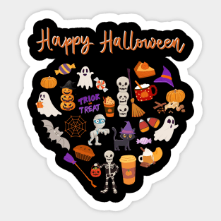 Hello October heart Autumn is my favorite season, love Fall pumpkin and halloween Sticker